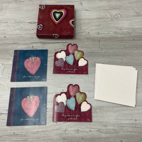 Vintage Blank Note Card Bundle 7 Cards Floral Hearts Thank You - Picture 2 of 9